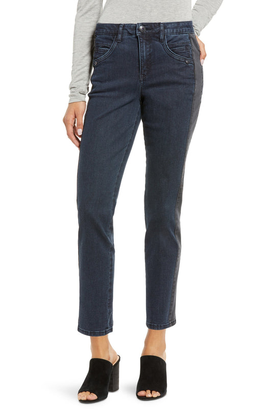 Wit & Wisdom Ab-Solution Side Stripe High Waist Straight Leg Jeans - Indigo/Black