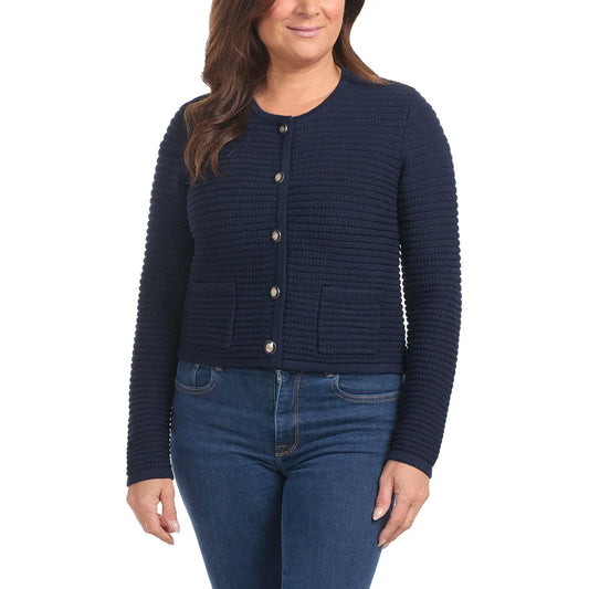 Hilary Radley Button Front Cardigan Navy Blue