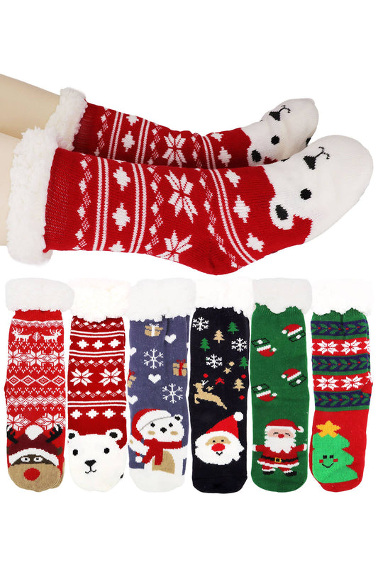 Christmas Thick Fleece Non-slip Lounge Socks: ASSORTED / ONE SIZE