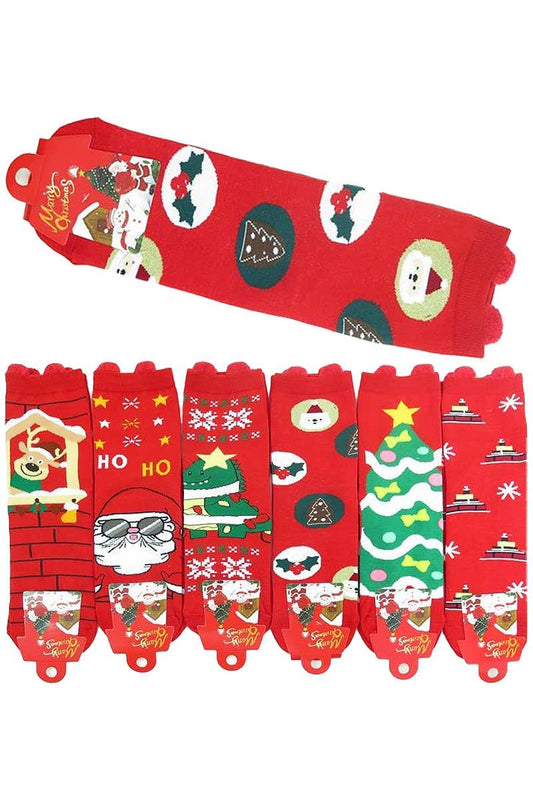 Red Christmas Festive Elastic Quarter Socks: ASSORTED / ONE SIZE