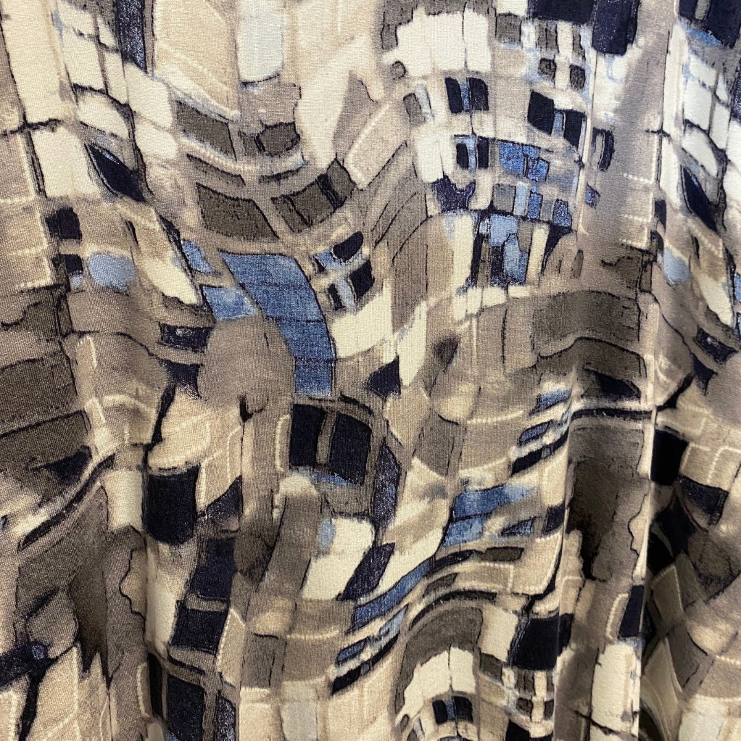 Abstract Print Dress Geometric Inspired Print Blue/Grey