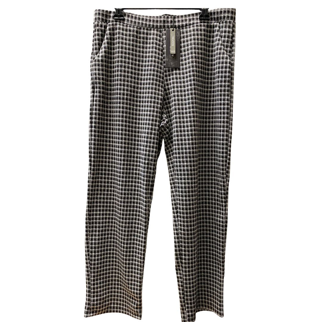 Women's Black & Light Grey Houndstooth Pull-On Pants