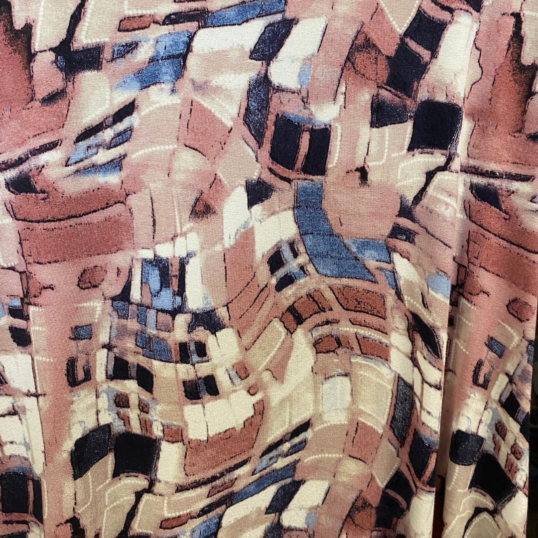 Abstract Print Dress Geometric Inspired Print Pink