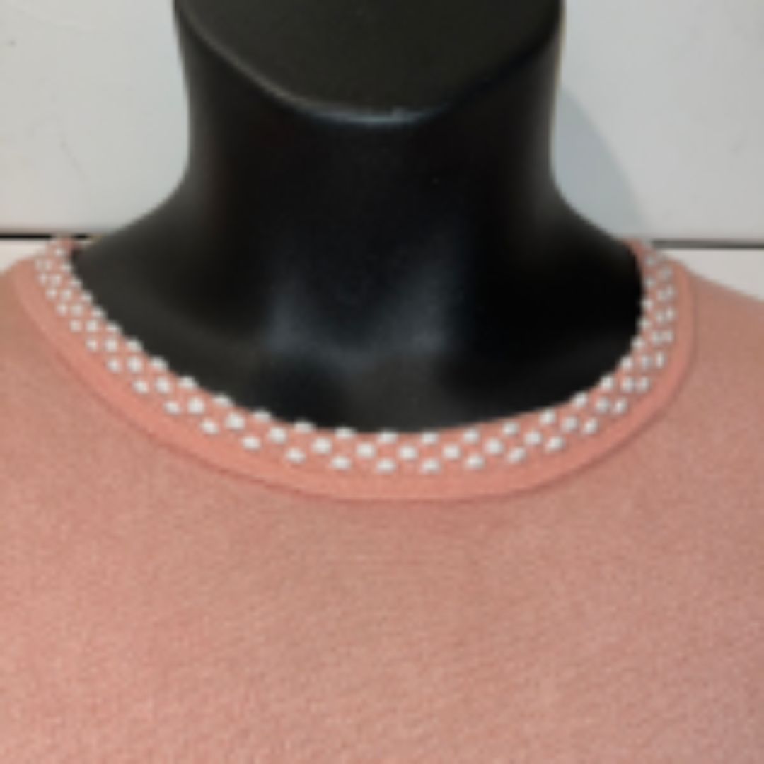Karl Lagerfeld Short Sleeve Sweater. Pink/Coral