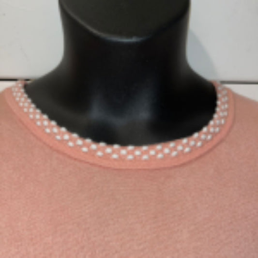 Karl Lagerfeld Short Sleeve Sweater. Pink/Coral