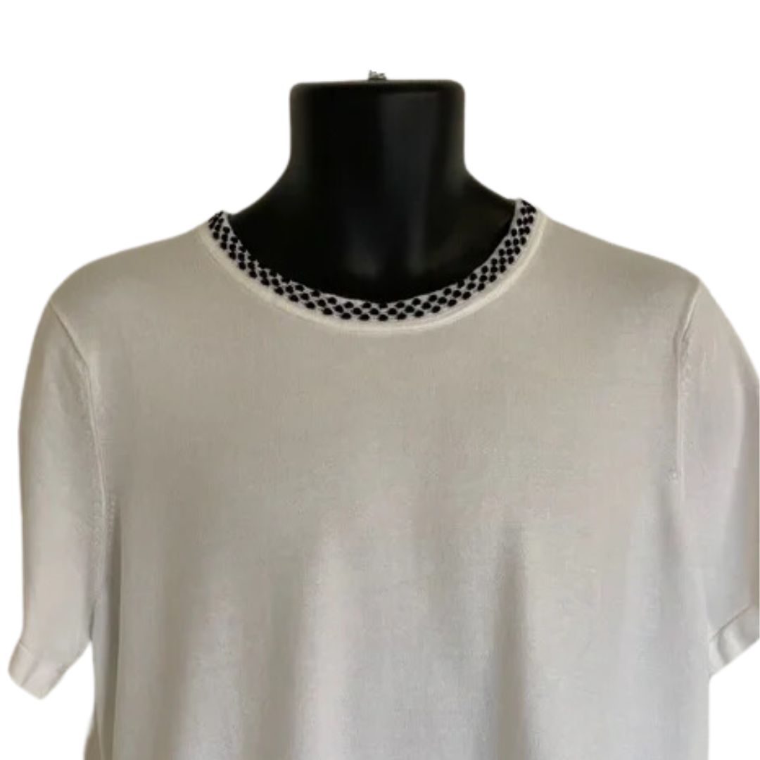 Karl Lagerfeld Short Sleeve Sweater. White