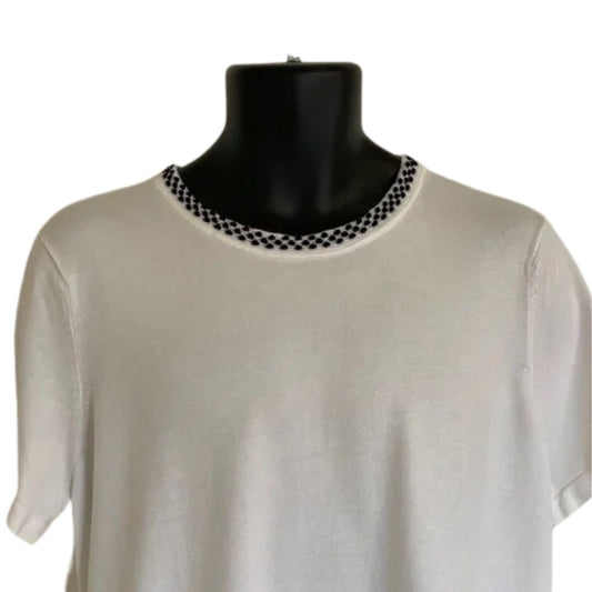 Karl Lagerfeld Short Sleeve Sweater. White