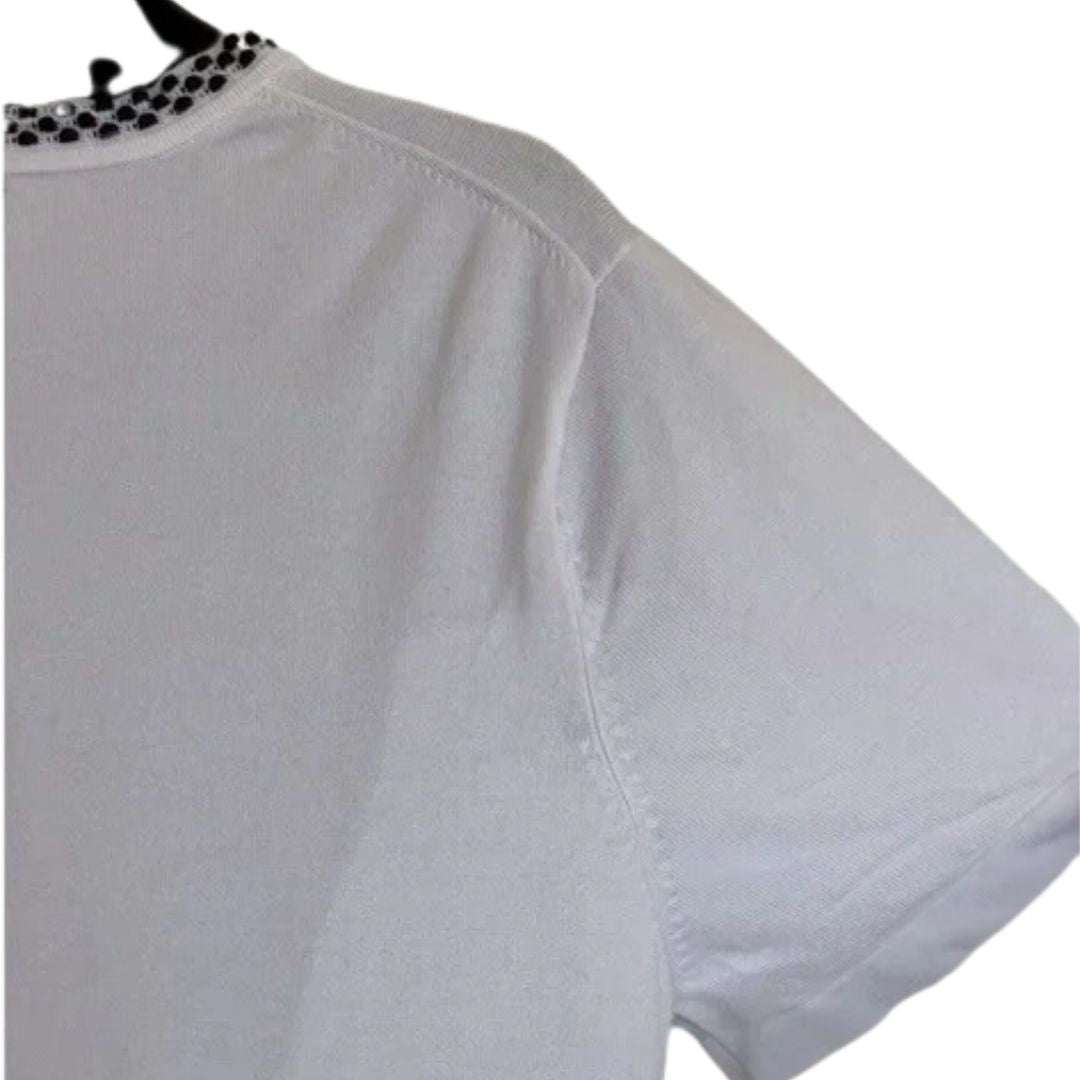 Karl Lagerfeld Short Sleeve Sweater. White