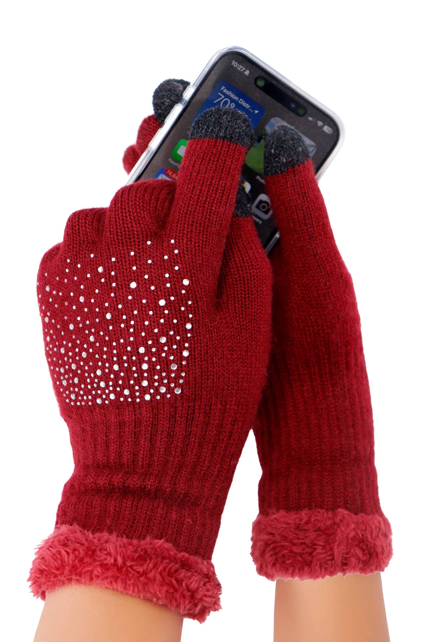 Drizzle Bling Fleece Lined Long Wrist Touchscreen Gloves