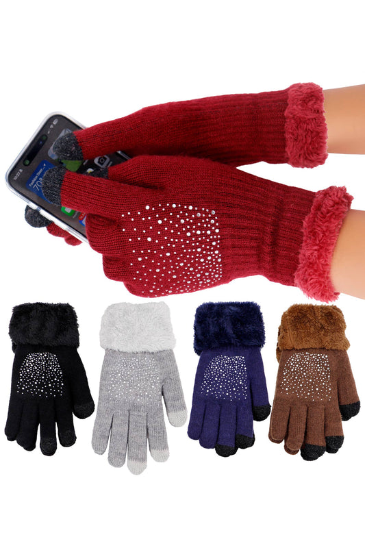 Drizzle Bling Fleece Lined Long Wrist Touchscreen Gloves