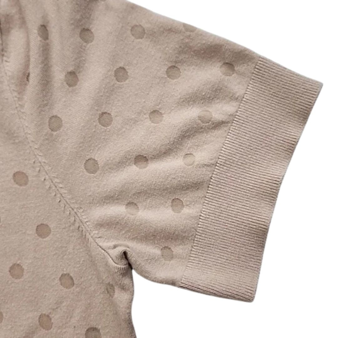 Karl Lagerfeld Short Sleeve Sweater. Champagne Polka Dot