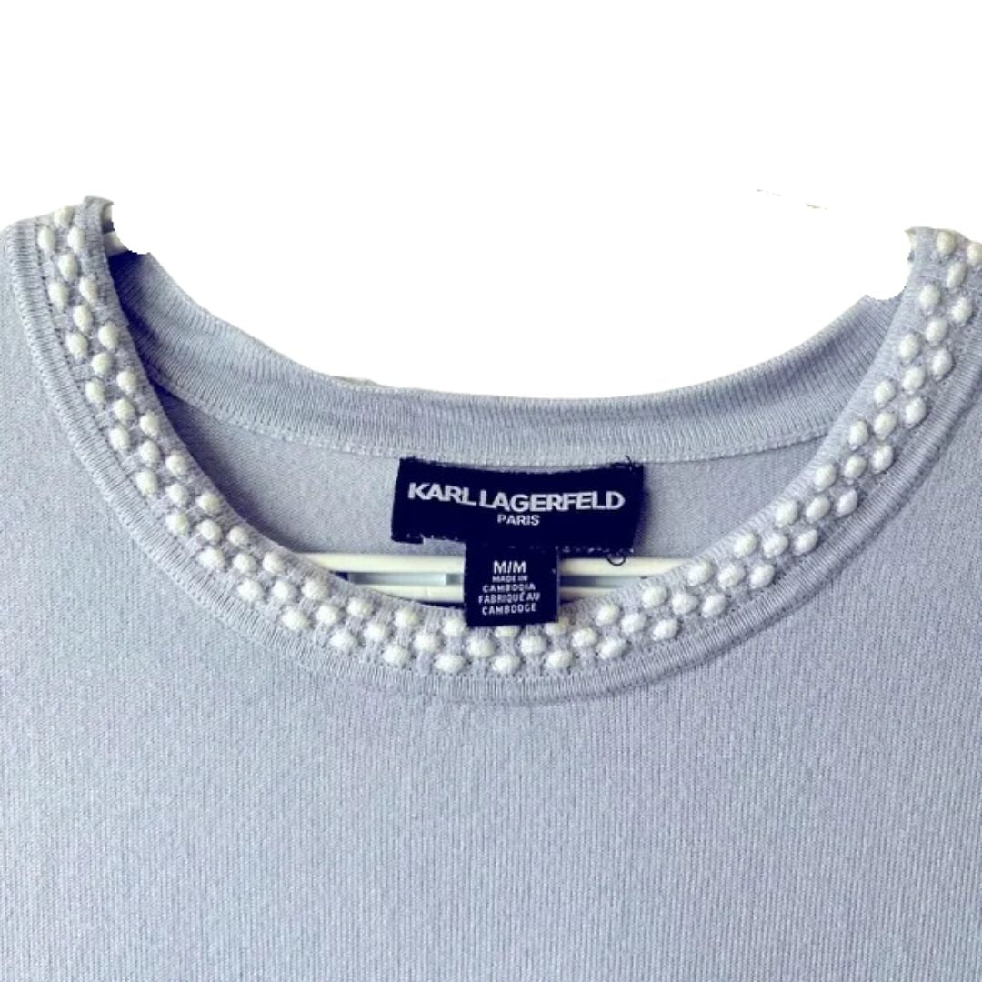 Karl Lagerfeld Short Sleeve Sweater. Baby Blue
