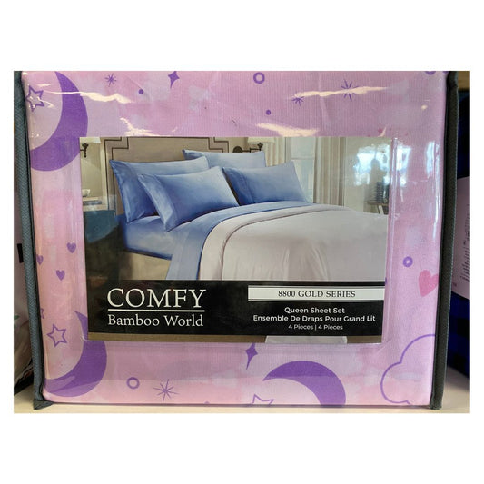 Comfy Bamboo World 8800 Gold Series Queen Sheet Set. Unicorns