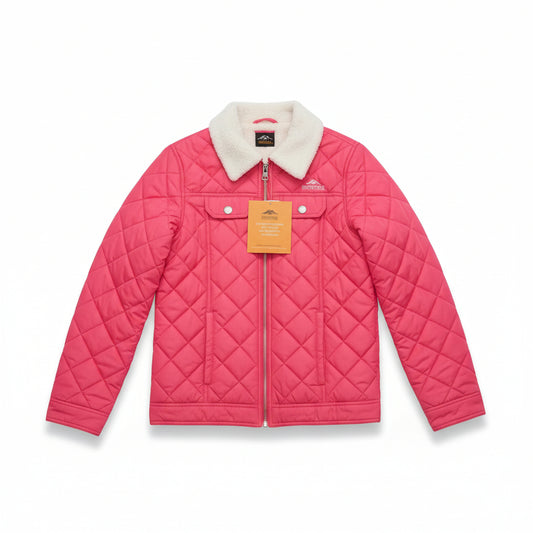 Pacific Trail watermelon Red Quilted Kids' Jacket with Sherpa Collar