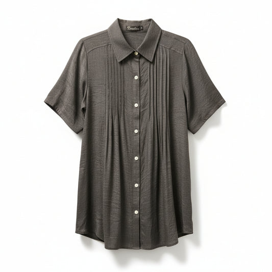 Black Button-Up Tunic with Adjustable Side Tabs