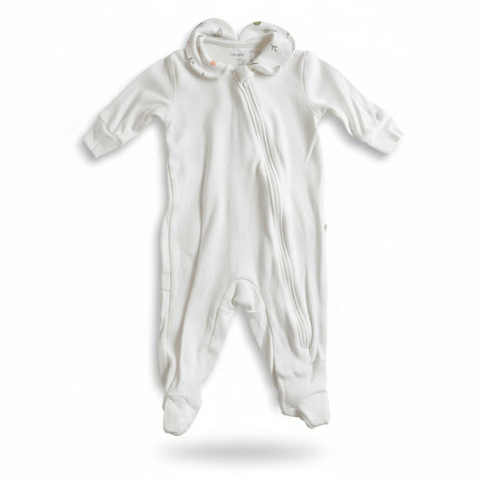 Infant Sleeper - White with birds print collar