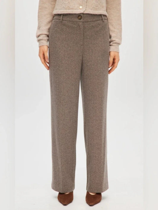 Hilary Radley Straight Leg Pants Taupe Herringbone