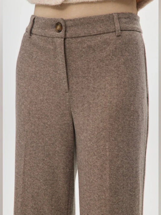 Hilary Radley Straight Leg Pants Taupe Herringbone