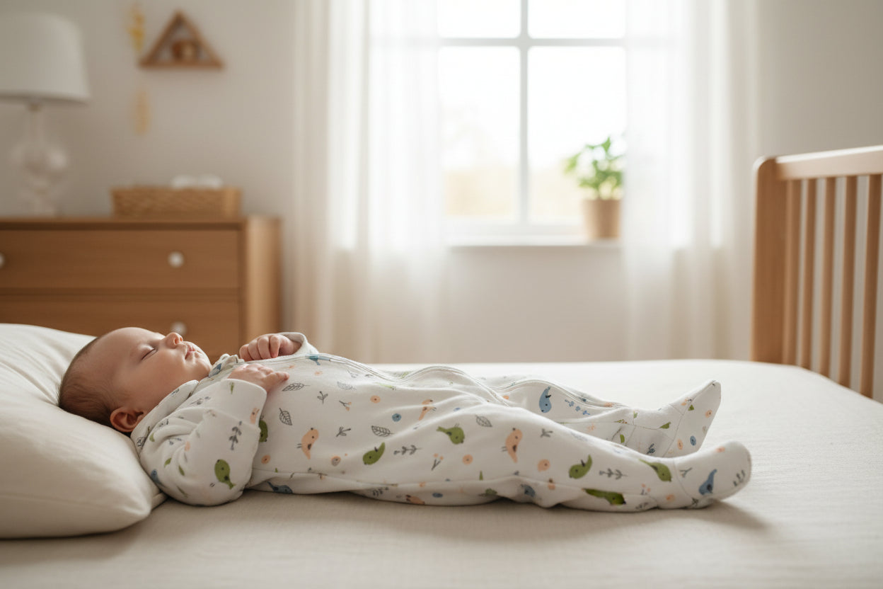 Infant Sleeper - Birds print with plain collar