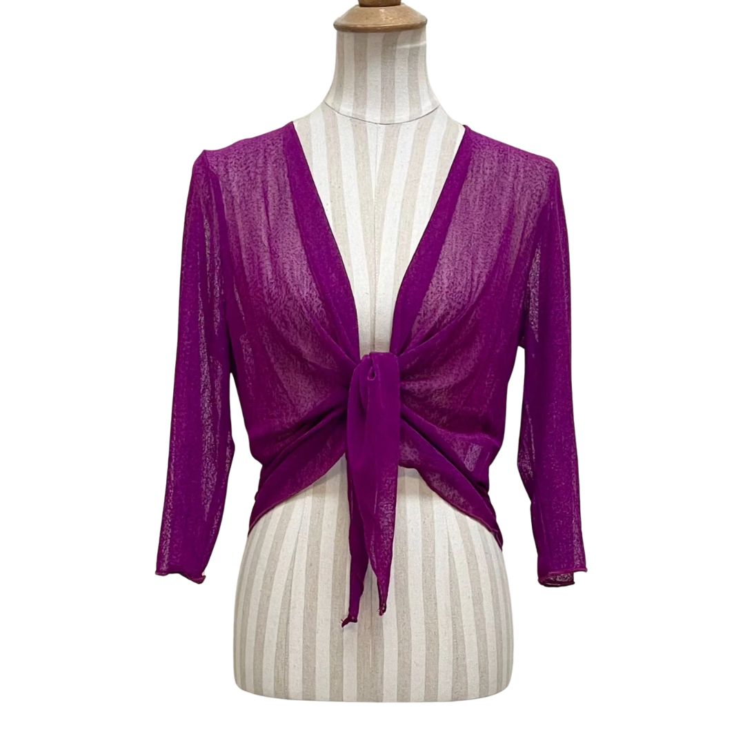 CREATION SOLID MESH BOLERO - PLUM