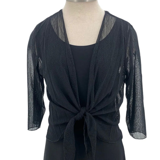 CREATION SOLID MESH BOLERO - BLACK