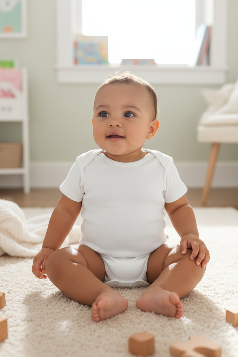 Infant Short Sleeve Bodysuit/Onesie White