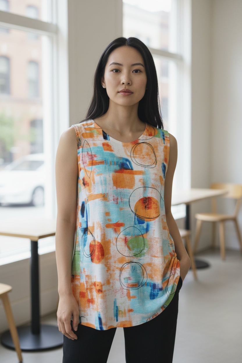 Abstract Energy Sleeveless Top