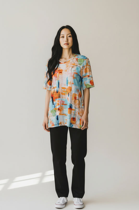 Abstract Energy Short Sleeve Top