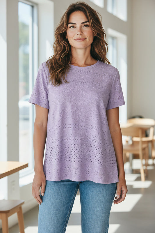 Eyelet Top. Periwinkle