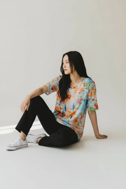 Abstract Energy Short Sleeve Top