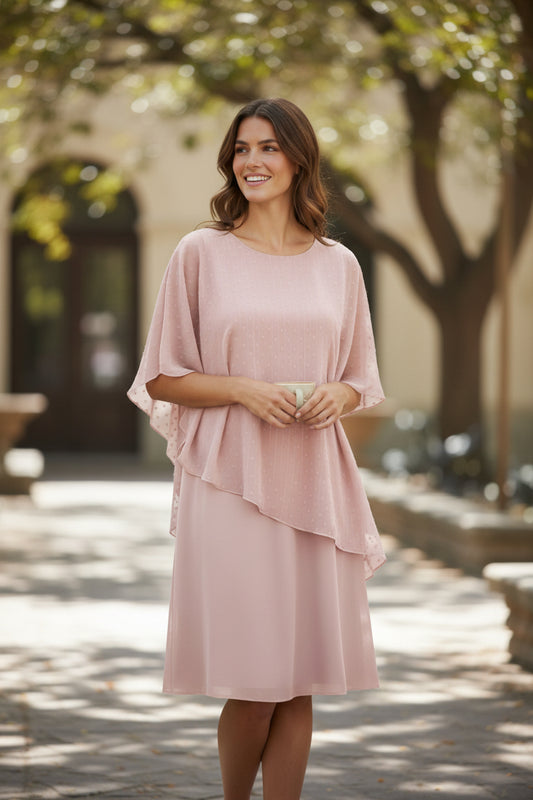 Chiffon Overlay Dress - Blush Pink