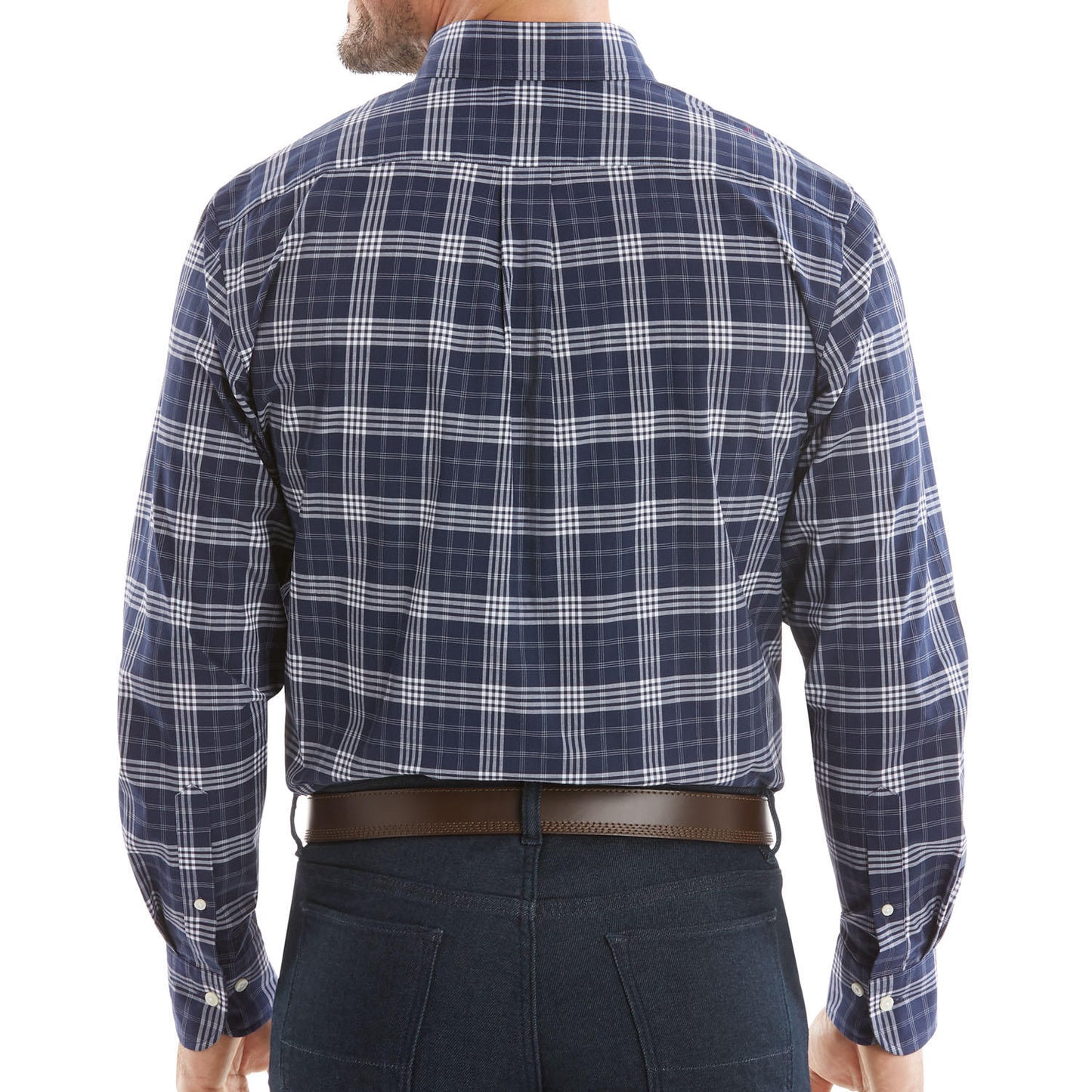Member's Mark Men's Woven Poplin Shirt. Blue Plaid.