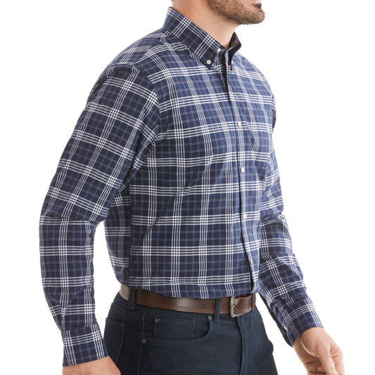 Member's Mark Men's Woven Poplin Shirt. Blue Plaid.