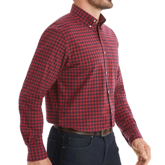 Member's Mark Men's Woven Poplin Shirt. Red Plaid.
