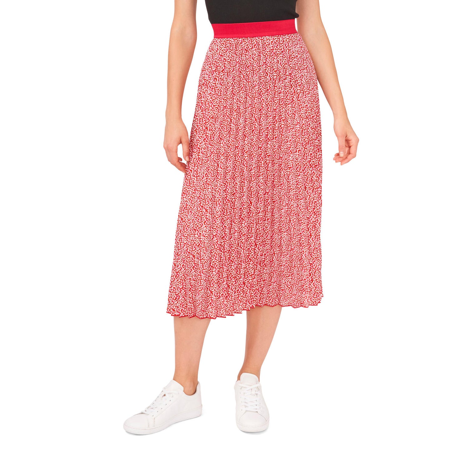Vince Camuto Ladies Pleated MIDI Skirt Twiggy Dot Pink