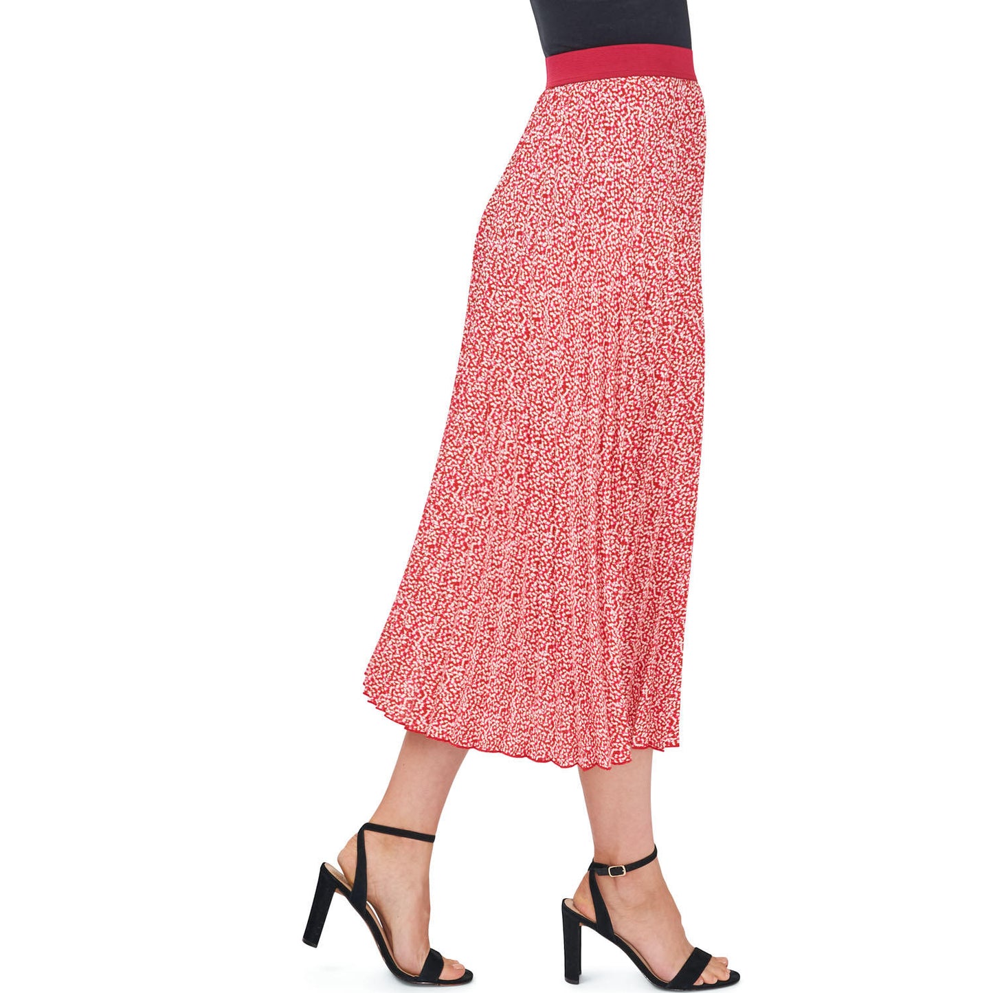 Vince Camuto Ladies Pleated MIDI Skirt Twiggy Dot Pink
