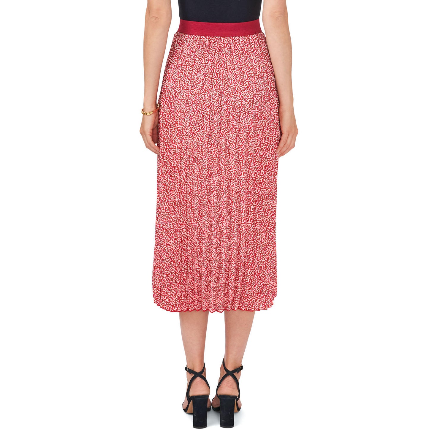Vince Camuto Ladies Pleated MIDI Skirt Twiggy Dot Pink