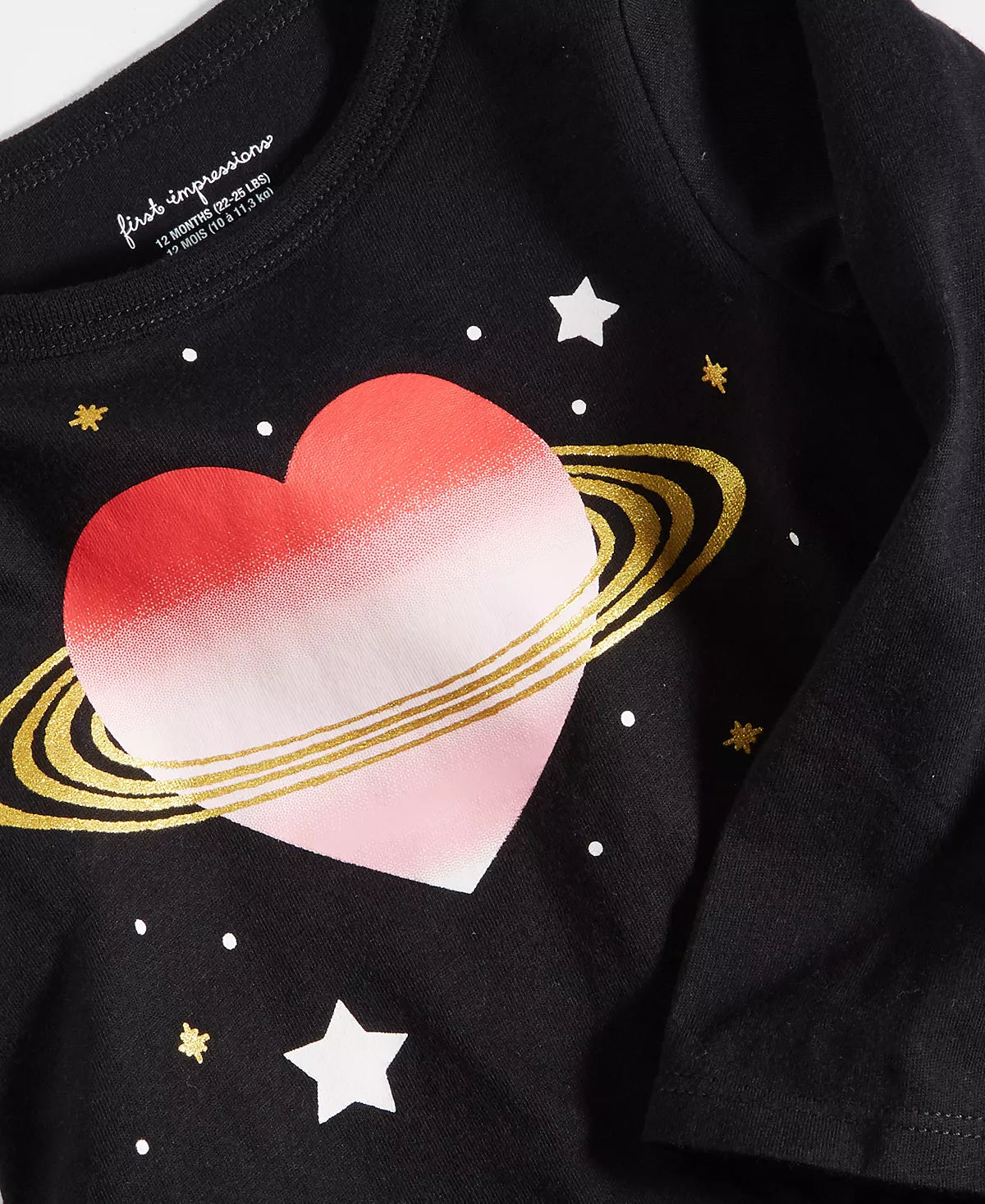 First Impressions Baby Girls Space Heart Long-Sleeve Peplum T-Shirt
