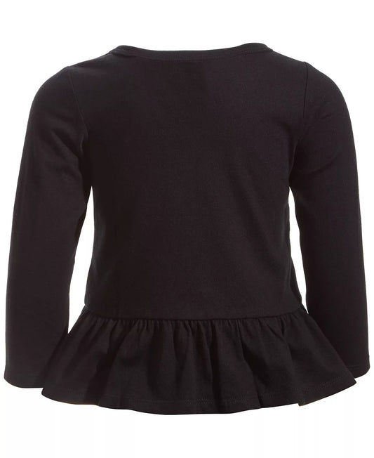 First Impressions Baby Girls Space Heart Long-Sleeve Peplum T-Shirt