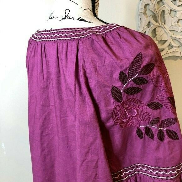 Charter Club Cotton Embroidered Bubble-Sleeve Top. MSRP $120