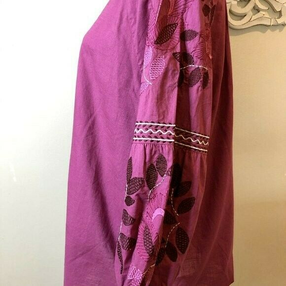 Charter Club Cotton Embroidered Bubble-Sleeve Top. MSRP $120