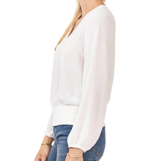1. State Ladies Smocked Waist Blouse. Size XXL. White