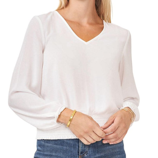 1. State Ladies Smocked Waist Blouse. Size XXL. White