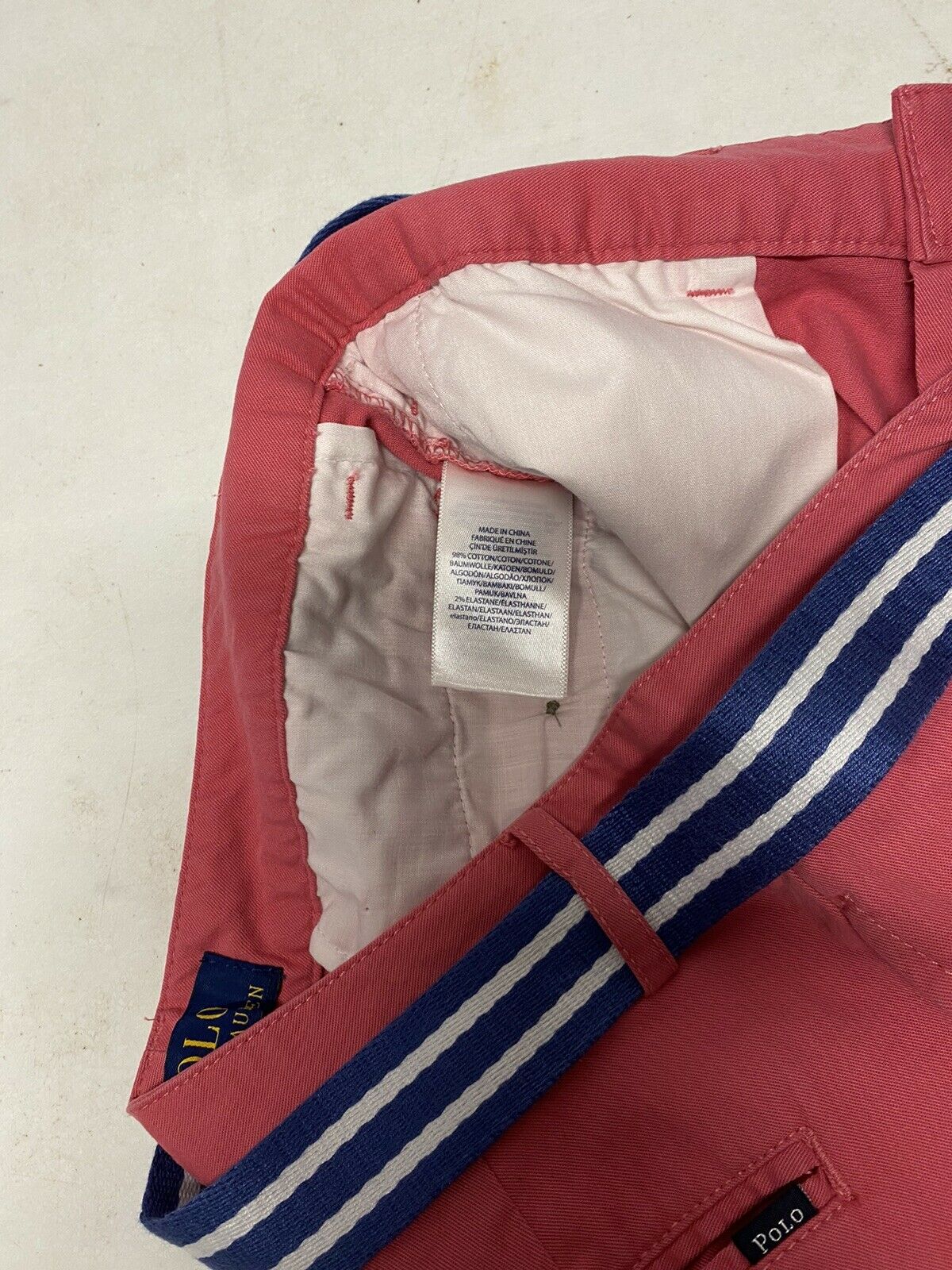Polo Ralph Lauren Boys' Suffield Belted Stretch Chino Shorts. Coral Red. MSRP $50