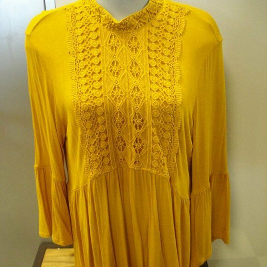 JPR Lace-Trim Peasant Top, Golden Yellow MSRP $70
