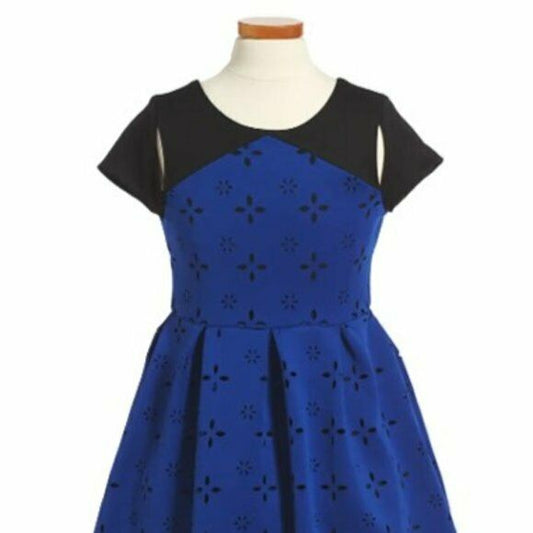 Blush Girls Laser Cut Short Sleeves Party Dress  MSRP $100