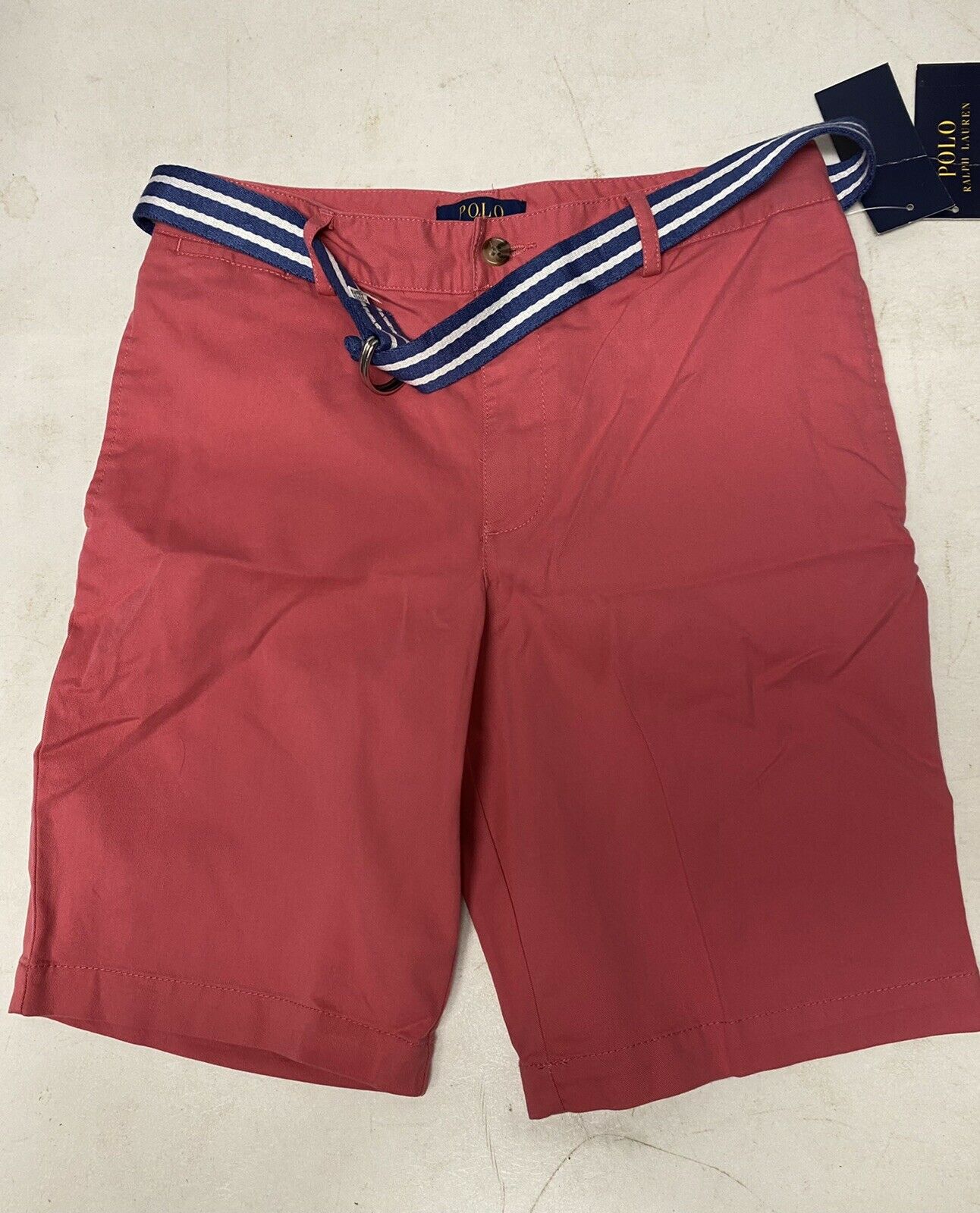 Polo Ralph Lauren Boys' Suffield Belted Stretch Chino Shorts. Coral Red. MSRP $50