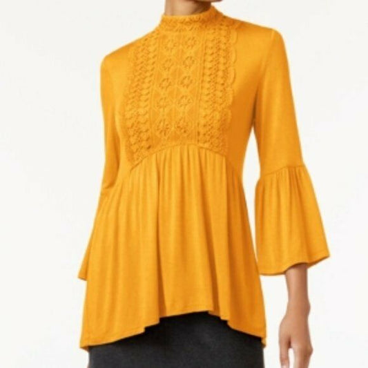 JPR Lace-Trim Peasant Top, Golden Yellow MSRP $70