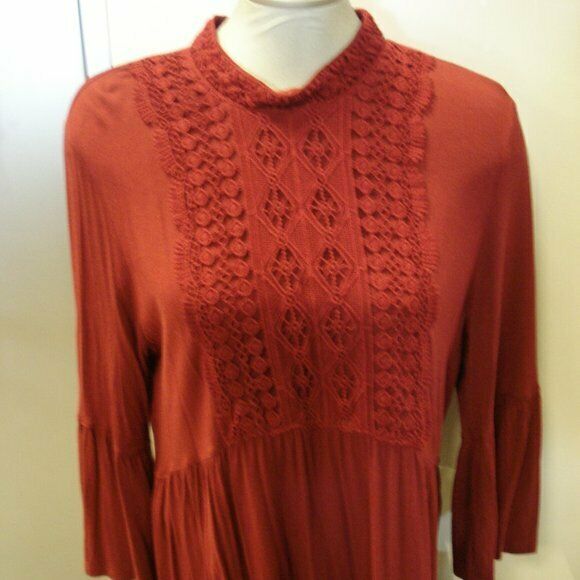 JPR Lace-Trim Peasant Top, Pomegranate MSRP $70