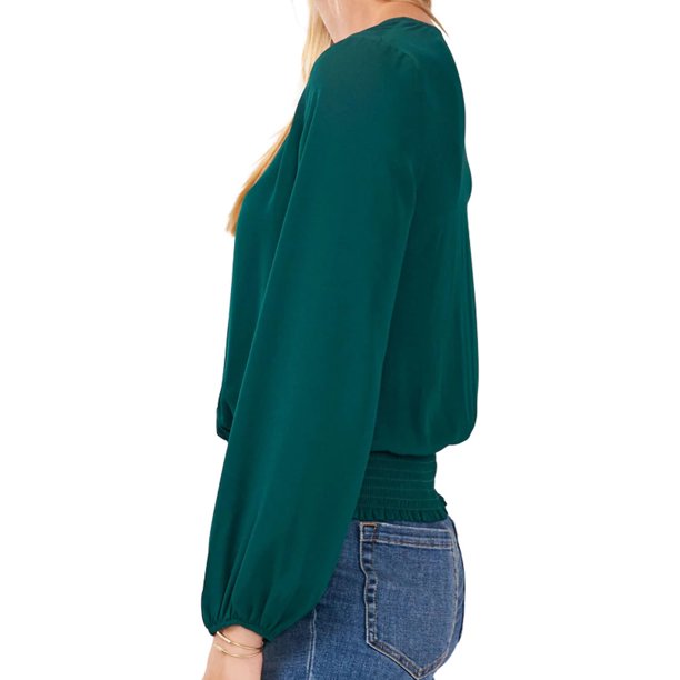 1. State Ladies Smocked Waist Blouse. Size XXL. Forest Green